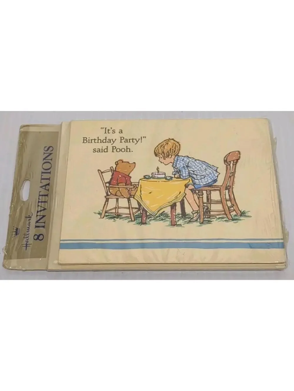 Vtg Winnie The Pooh Birthday Invitations 8ct Hallmark Disney 1986